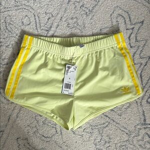 Adidas Yellow Three Stripe Track Shorts NWT